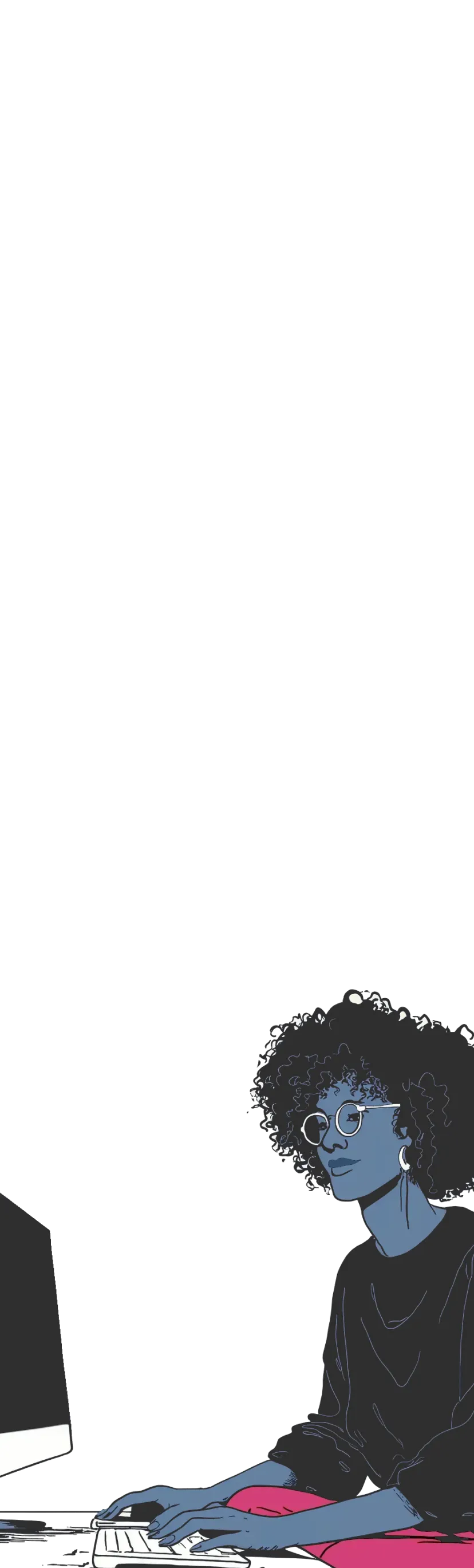 Illustration of a person working at a computer