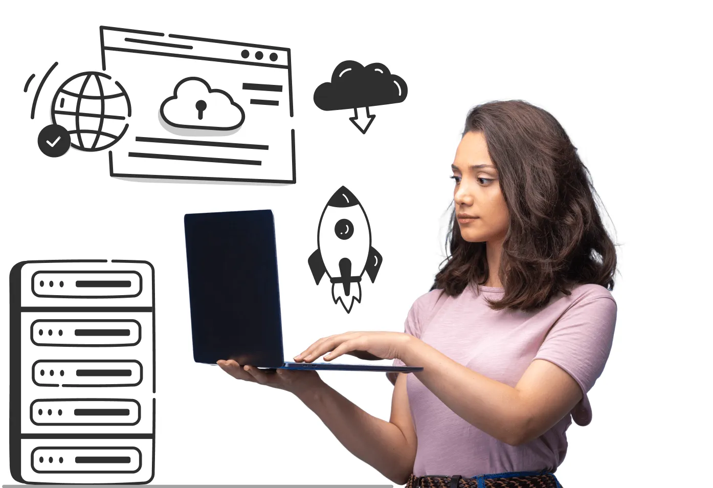 Program lead collaborating on a laptop.