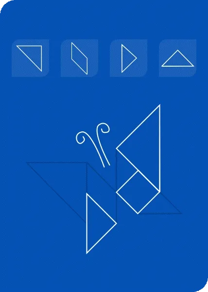 Tangram butterfly illustration with puzzle toolbar