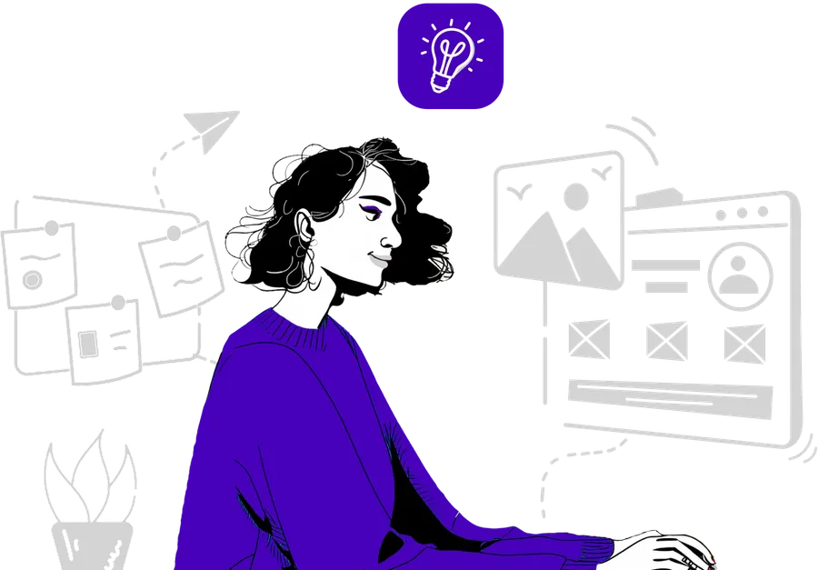 Illustration of a designer planning a learning experience