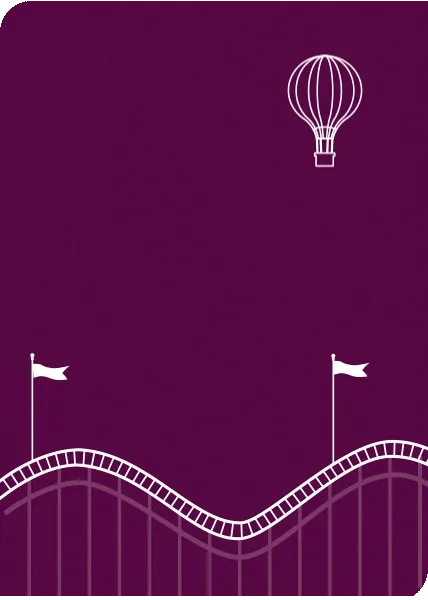 Roller coaster illustration with balloons and flags