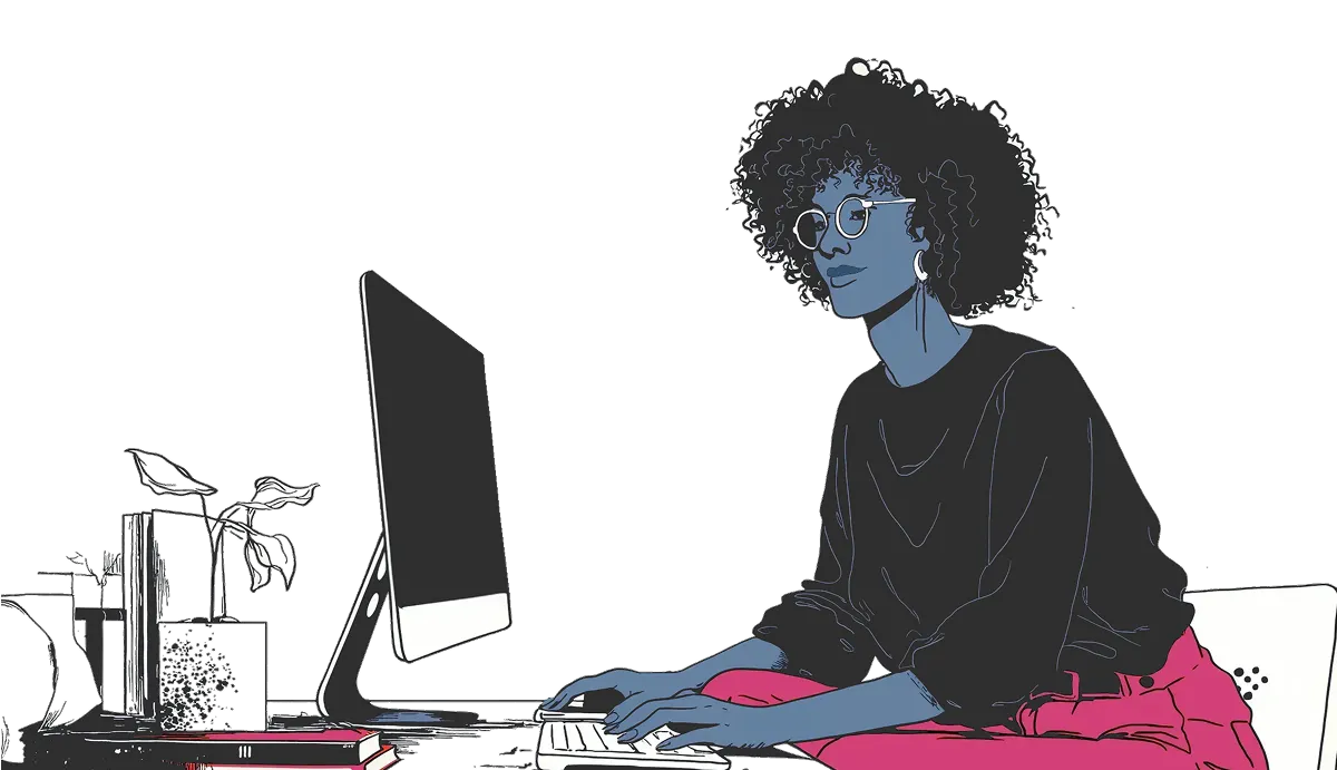 Illustration of a person working at a computer